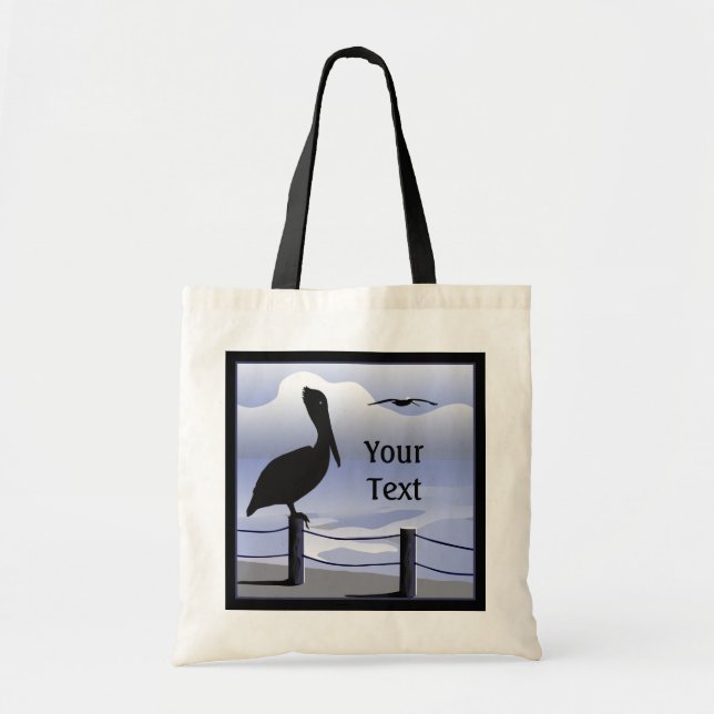 Pelican Ocean Shoreline Tote Bag Tygkasse (Framsidan)