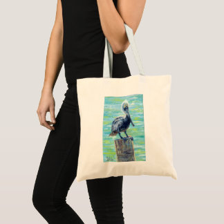 "Pelican on a Pole" Tote Bag Tygkasse