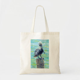 "Pelican on a Pole" Tote Bag Tygkasse