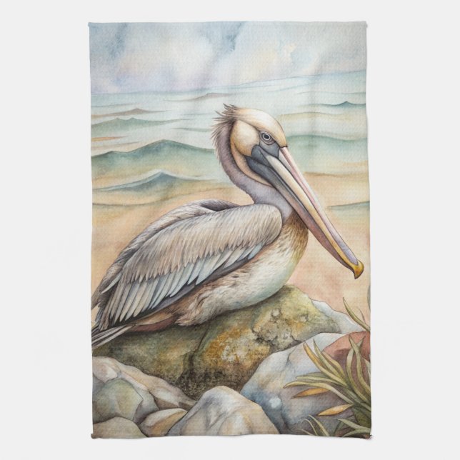 Pelican på Beach Kökshandduk (Vertikal)