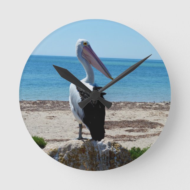 Pelican på Beach Sten, Rund Klocka (Framsida)