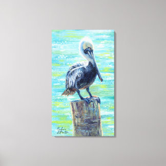 "Pelican på en polering"-galleriet Wrapped Canvas