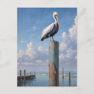 Pelican på en västra dockpoli vykort