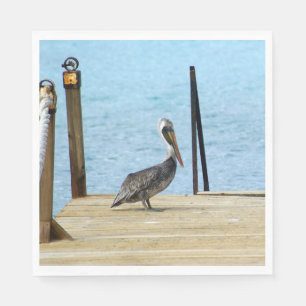 Pelican på piren, Curacao, Karibien, Luncheon Pappersservett
