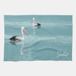 Pelican par Paddling Lugn Aqua Vatten Add Namn Kökshandduk
