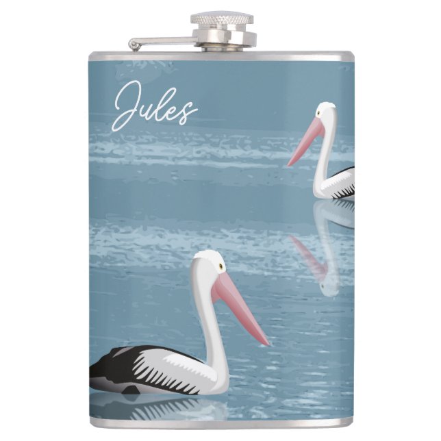 Pelican par Paddling Lugn Blue Vatten add Namn Fickplunta (Framsidan)