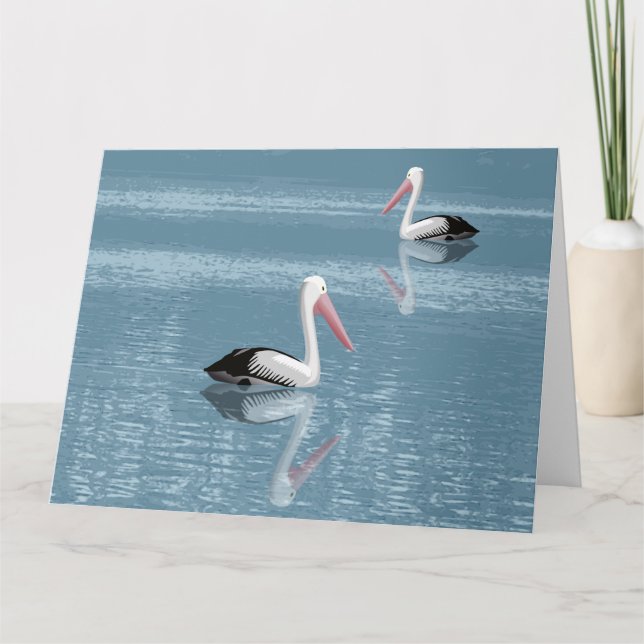 Pelican par Paddling Lugn Blue Vatten Hälsning Kort (Framsida)