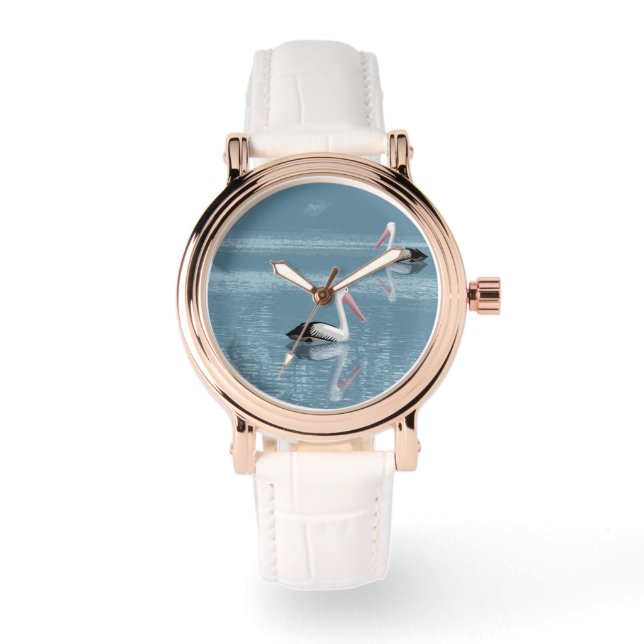 Pelican par Paddling på Lugn Blue Vatten Armbandsur (Framsida)