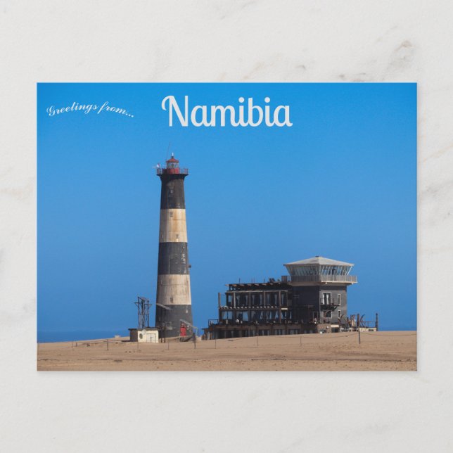 Pelican Point Lighthouse Walvis Bay Namibia Vykort (Framsida)