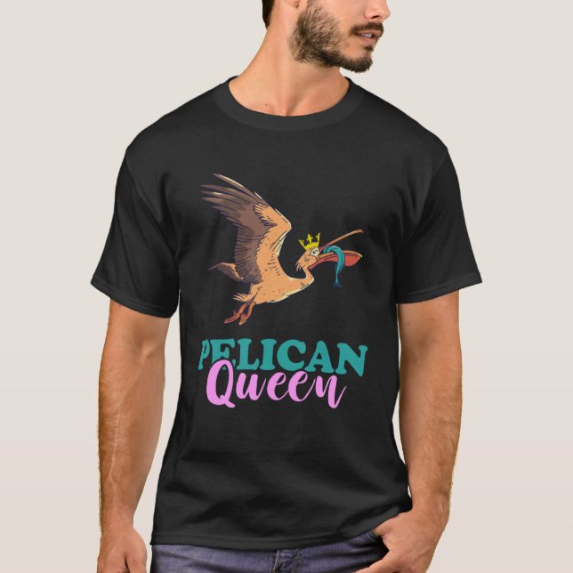 Pelican Queen Krona Pelican Bird Animal Tropical B T Shirt (Framsida)