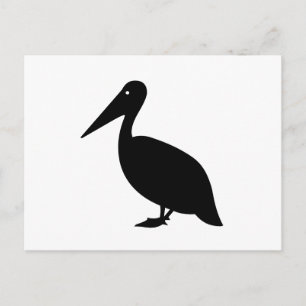 Pelican Silhouette på White Vykort