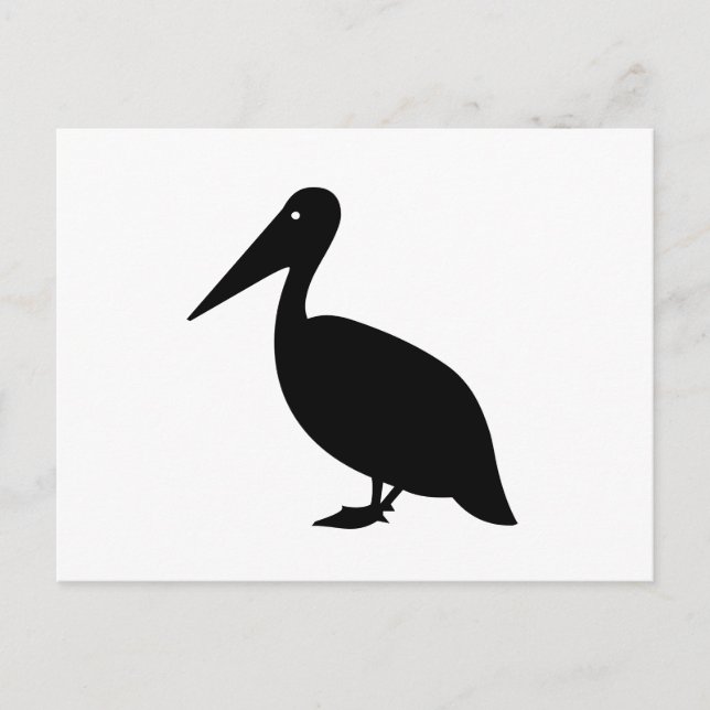 Pelican Silhouette på White Vykort (Framsida)