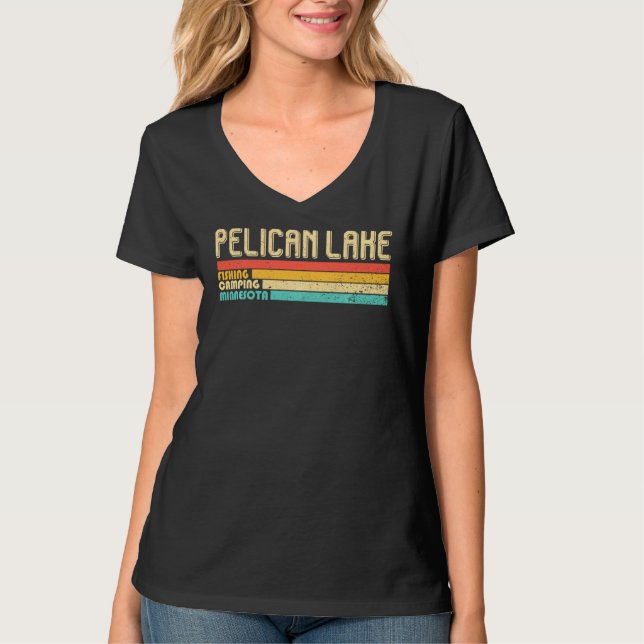 Pelican Sjö Minnesota Funny Fishing Camping Summe T Shirt (Framsida)