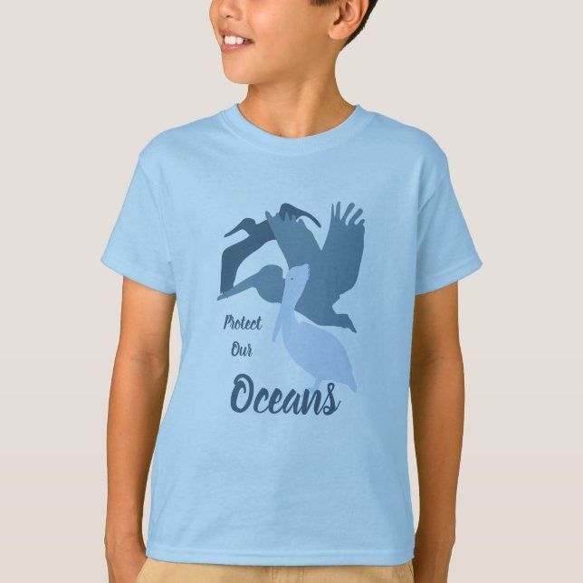 Pelican skyddar våra Oceans Boy T Shirt (Framsida)