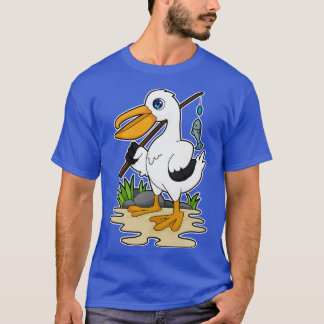 Pelican som Fisher med fiskstam Fisk T Shirt