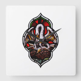 Pelican som kristen symbol fyrkantig klocka