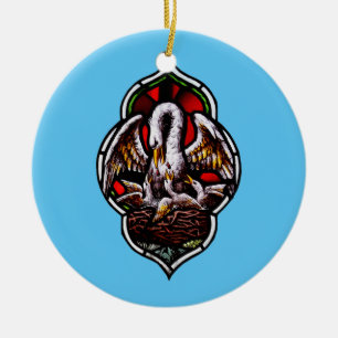 Pelican som kristen symbol julgransprydnad keramik