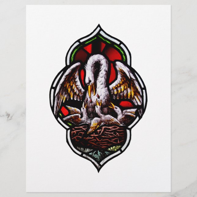 Pelican som kristen symbol reklamblad (Framsidan)