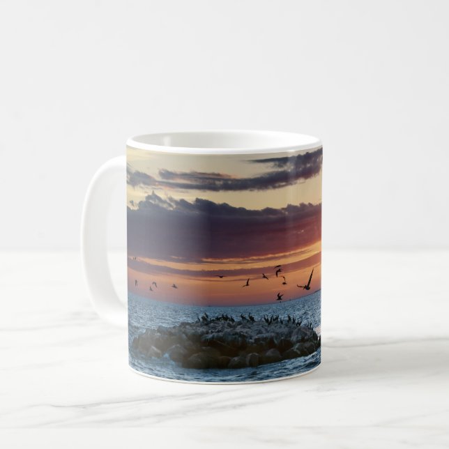 Pelican Sten Sunset, Dauphin Island, Alabama Kaffemugg (Framsida vänster)