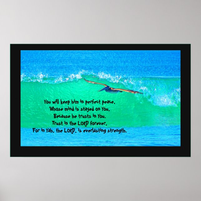 Pelican Surfing Isaiah 26:3-4 Poster (Framsidan)