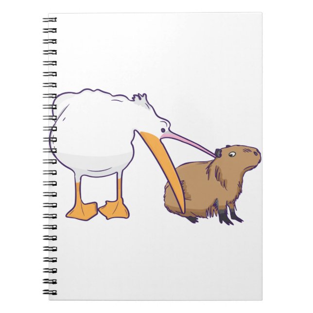 Pelican Tries till Eat Capybara Funny Cute Kawaii Anteckningsbok (Framsidan)