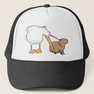 Pelican Tries till Eat Capybara Funny Cute Kawaii Keps