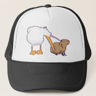 Pelican Tries till Eat Capybara Funny Cute Kawaii Keps