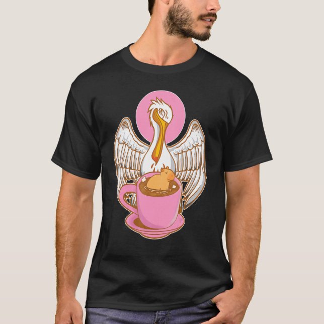 Pelican Tries To Eat Capybara T Shirt (Framsida)