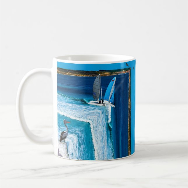 Pelican Watching A Segelbåt, Kaffemugg (Vänster)