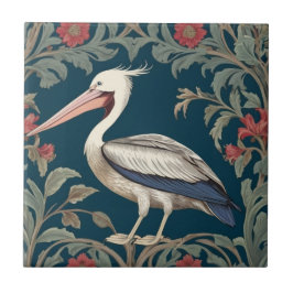 Pelican William Morris stil Lämnat havsfåglar i ha Kakelplatta
