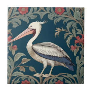 Pelican William Morris stil Lämnat havsfåglar i ha Kakelplatta