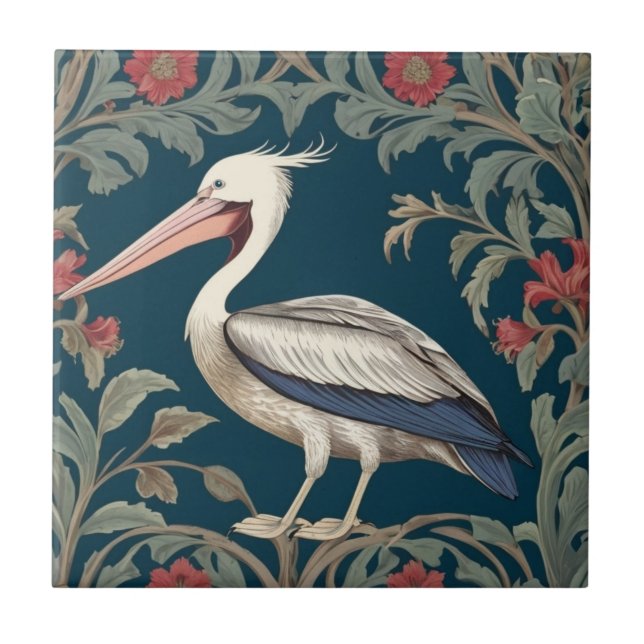 Pelican William Morris stil Lämnat havsfåglar i ha Kakelplatta (Framsidan)