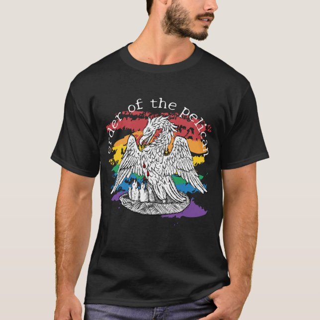 Pelican Woodcut Pride T Shirt (Framsida)