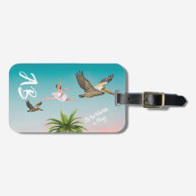 Pelicans Handflatan träd Beach Himlar