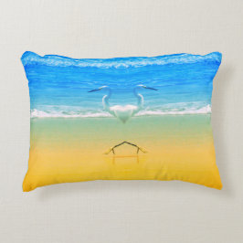 Pelicans Love On The Beach  Prydnadskudde