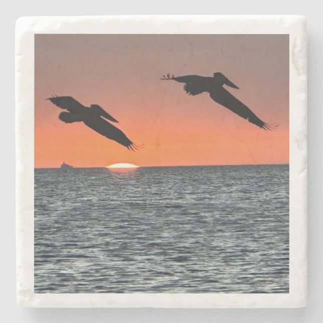 Pelicans vid Sunset Drink Coasters Stenunderlägg (Framsidan)