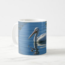 Pelikan Flytande Lugn Blue Vatten Large Vild Bird