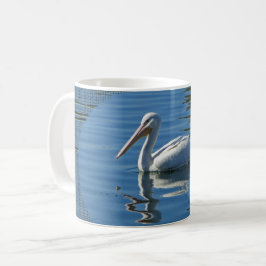 Pelikan Flytande Lugn Blue Vatten Large Vild Bird Kaffemugg