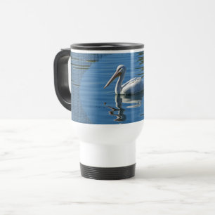 Pelikan Flytande Lugn Blue Vatten Large Vild Bird Resemugg