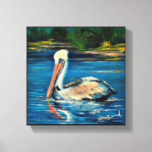 Pelikan i marshen 10" x 10", canvastryck