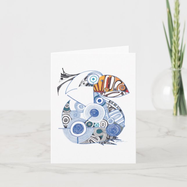 Pelikan noterar det tomma kortet kort (Framsida)