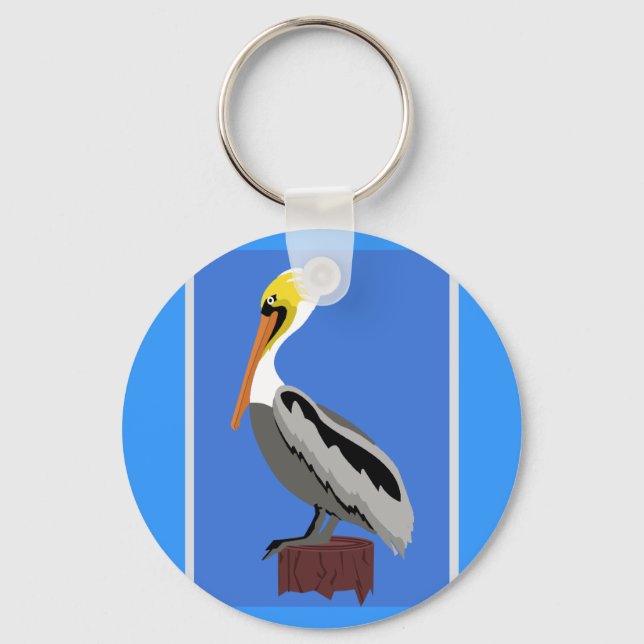 Pelikan på en Piling Nyckelring (Framsida)