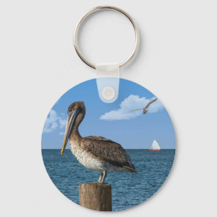 Pelikan på en post-Keychain Nyckelring