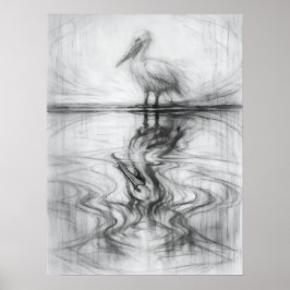 Pelikan Reflektion Dubbel Identitet Konst Poster