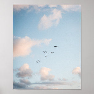 Pelikan Solnedgång Tryck Poster Papper (Semi-Glans