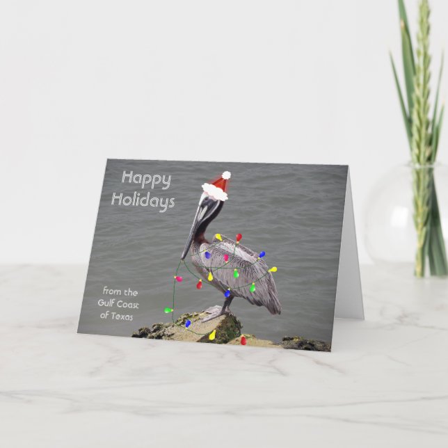 Pelikan som dekorerar för jul helgkort (Framsida)