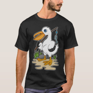 Pelikan som Fisher med fiskstav och fisk T Shirt