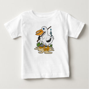Pelikan som Fisher med fiskstav och fisk T Shirt