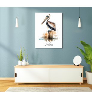 Pelikan som står på ett anpassade av poler poster