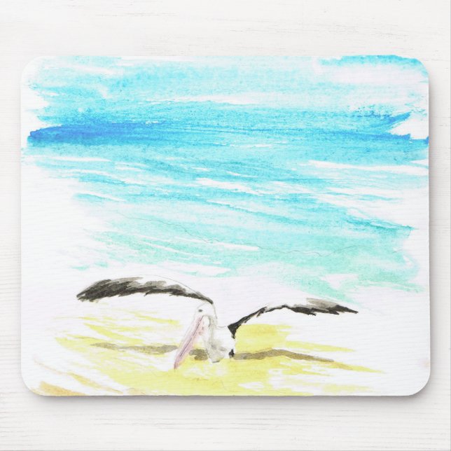 Pelikan som tänjer vingar musmatta (Framsidan)